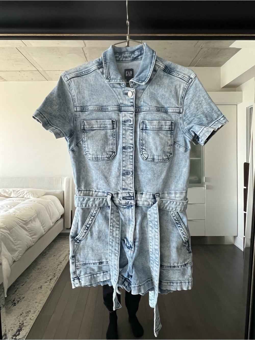 GAP Light Blue Denim Jumpsuit with Button Front